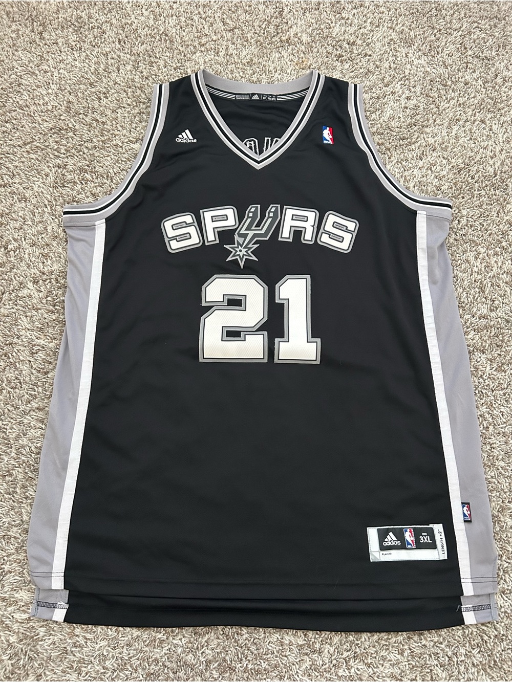 Adidas Tim Duncan #21 San Antonio Spurs Swingman Jersey NBA Black Men’s 3XL
